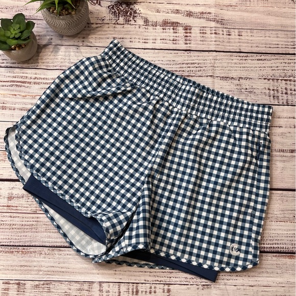 Johnny Was Pants - Johnny Was Calme Blue White Gingham Plaid Shorts